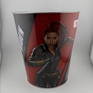 Black Widow Red and Black Metal Wastebasket